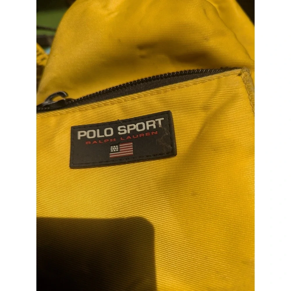 Vintage Polo Sport Ralph Lauren Yellow Drawstring Bucket Backpack Y2K USA Bag